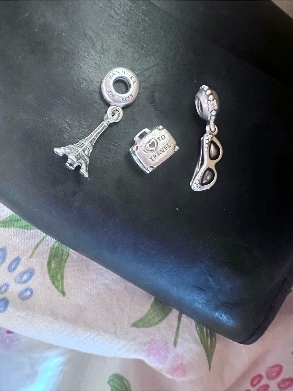 Pandora Silver Travel Charm Set - Eiffel Tower, Suitcase & Sunglasses charms 3